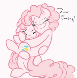 Size: 718x727 | Tagged: safe, artist:nolycs, bubble berry, pinkie pie, earth pony, pony, ask pinkie and berry, bubblepie, female, hug, male, rule 63, self ponidox, selfcest, shipping, straight