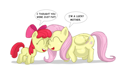 Size: 1200x722 | Tagged: safe, artist:fadri, edit, apple bloom, fluttershy, pegasus, pony, mother, pregnant