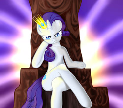 Size: 1600x1400 | Tagged: safe, artist:paulyt7, rarity, pony, unicorn, crossed legs, signature, solo, throne, throne slouch