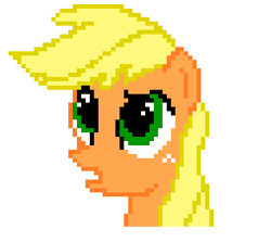 Size: 317x283 | Tagged: safe, artist:alpacastew, applejack, earth pony, pony, blonde mane, female, mare, orange coat, pixel art, solo