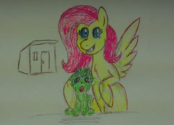 Size: 768x549 | Tagged: safe, artist:fluffsplosion, fluttershy, fluffy pony, pegasus, pony, crying, martini, shed