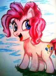 Size: 1421x1948 | Tagged: safe, artist:tomek2289, pinkie pie, earth pony, pony, female, mare, pink coat, pink mane, solo, traditional art
