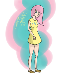 Size: 575x575 | Tagged: safe, artist:antiwrathman, fluttershy, clothes, gangly, humanized, skinny, skirt