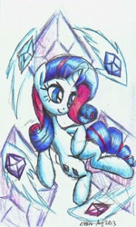 Size: 893x1484 | Tagged: safe, artist:cazra, rarity, pony, unicorn, female, mare, purple mane, solo, traditional art, white coat