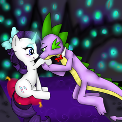 Size: 4000x4000 | Tagged: safe, artist:wickedsilly, rarity, spike, dragon, pony, unicorn, female, male, older, shipping, sparity, straight