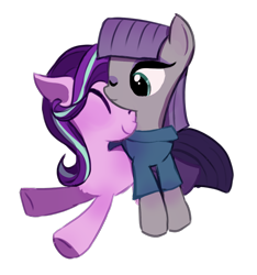 Size: 1024x1096 | Tagged: safe, artist:millioncookies, maud pie, starlight glimmer, pony, female, lesbian, shipping, starmaud