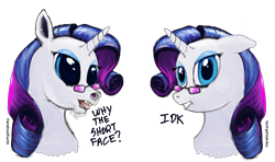 Size: 1344x797 | Tagged: safe, artist:hereticalrants, rarity, pony, unicorn, female, hoers, horn, mare, white coat