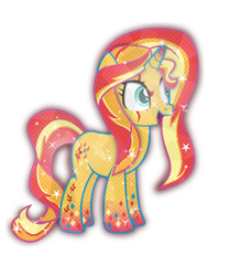 Size: 4415x5287 | Tagged: safe, artist:illumnious, sunset shimmer, crystal pony, pony, unicorn, equestria girls, absurd resolution, adorkable, backwards cutie mark, cute, dork, rainbow power, solo