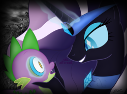 Size: 4297x3200 | Tagged: safe, artist:iflysna94, nightmare rarity, rarity, spike, dragon, pony, unicorn, absurd resolution, female, hand, male, mind control, nightmare sparity, rapity, sparity, straight