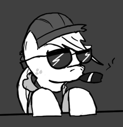 Size: 413x426 | Tagged: safe, artist:autonomous-zed, applejack, earth pony, pony, cigar, grimdark big mac, sunglasses, tumblr