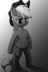 Size: 500x749 | Tagged: safe, artist:oze, applejack, earth pony, pony, semi-anthro, black and white, crying, grayscale, monochrome, solo