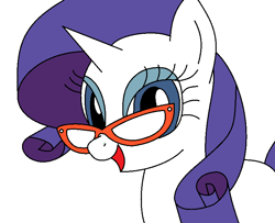 Size: 748x606 | Tagged: safe, artist:flarethecat, rarity, pony, unicorn, female, glasses, mare, purple mane, solo, white coat