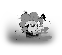 Size: 1886x1681 | Tagged: dead source, safe, artist:verzi-9, pinkie pie, earth pony, pony, black and white, cigarette, grayscale, smoking, solo