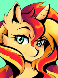 Size: 1024x1382 | Tagged: safe, artist:twintailwind, sunset shimmer, pony, unicorn, bust, portrait, solo