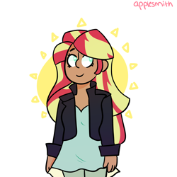 Size: 1280x1280 | Tagged: safe, artist:artoftheapple, sunset shimmer, human, humanized, solo