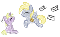 Size: 708x432 | Tagged: safe, artist:rice, derpy hooves, dinky hooves, pegasus, pony, female, letter, mare