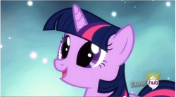 Size: 860x477 | Tagged: safe, derpibooru import, twilight sparkle, unicorn twilight, unicorn, magical mystery cure, cute, dilated pupils, happy, open mouth, smiling, solo