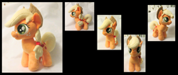 Size: 1738x740 | Tagged: safe, artist:fireflytwinkletoes, applejack, earth pony, pony, filly, plushie, solo