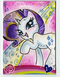 Size: 1000x1288 | Tagged: safe, artist:sararichard, idw, rarity, pony, unicorn, artist card, solo, traditional art