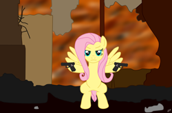 Size: 1590x1051 | Tagged: safe, artist:filipinoninja95, fluttershy, pegasus, pony, flutterbadass, glock, gun, pistol