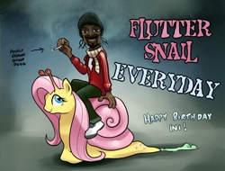 Size: 1000x761 | Tagged: safe, artist:gsphere, fluttershy, pegasus, pony, drugs, fluttersnail, slime, snail, snoop dogg