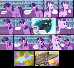 Size: 6264x5792 | Tagged: safe, artist:mr100dragon100, queen chrysalis, starlight glimmer, twilight sparkle, changeling, changeling queen, pony, unicorn, comic:to reform a queen, comic