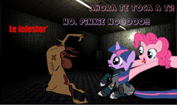 Size: 806x481 | Tagged: safe, pinkie pie, earth pony, pony, dead space, pinkieask, spanish, translated in the description, tumblr