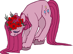 Size: 780x574 | Tagged: safe, artist:weepysheep, pinkie pie, earth pony, pony, depressed, eyelashes, floral head wreath, flower, flowerhorse, pinkamena diane pie, sad, solo, unshorn fetlocks