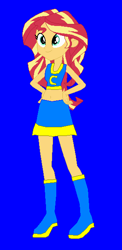 Size: 297x607 | Tagged: safe, artist:eli-j-brony, sunset shimmer, 1000 hours in ms paint, belly button, boots, cheerleader, clothes, cute, midriff, ms paint, pixel art, skirt, solo, sports bra