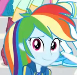 Size: 343x336 | Tagged: safe, derpibooru import, screencap, rainbow dash, better together, equestria girls, a queen of clubs, cropped, geode of super speed, magical geodes, solo focus