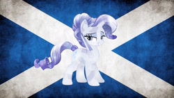 Size: 1920x1080 | Tagged: safe, rarity, pony, unicorn, crystallized, flag, scotland, scotland's national animal, solo, wallpaper