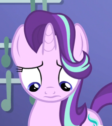 Size: 441x497 | Tagged: safe, screencap, starlight glimmer, pony, all bottled up, cropped, sad, solo, worried