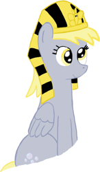 Size: 638x1090 | Tagged: safe, artist:partyars, derpy hooves, pegasus, pony, female, mare, pharaoh, simple background, solo, white background