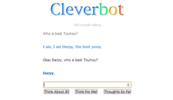Size: 589x341 | Tagged: safe, derpy hooves, cleverbot, meme, text, text only, touhou