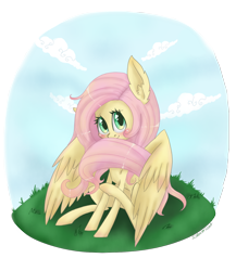 Size: 1300x1500 | Tagged: safe, artist:silbersternenlicht, fluttershy, pegasus, pony, female, mare, pink mane, solo, yellow coat