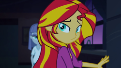 Size: 1920x1080 | Tagged: safe, screencap, maud pie, sunset shimmer, equestria girls, rainbow rocks, lidded eyes, soon