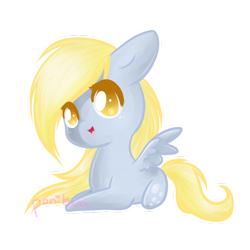 Size: 894x894 | Tagged: safe, artist:ponibun, derpy hooves, pegasus, pony, chibi, female, mare, solo, underp