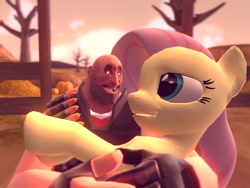 Size: 1024x768 | Tagged: safe, artist:hano, fluttershy, pegasus, pony, 3d, gmod, heavy, love, team fortress 2