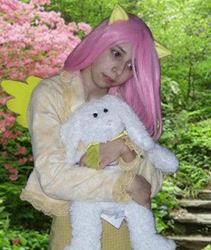 Size: 470x558 | Tagged: safe, artist:xblissfulnightmarex, fluttershy, human, cosplay, irl, irl human, photo, solo, thousand yard stare