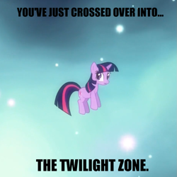 Size: 771x771 | Tagged: safe, derpibooru import, twilight sparkle, magical mystery cure, pun, space, the twilight zone