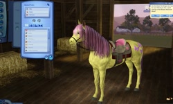 Size: 1581x949 | Tagged: safe, fluttershy, pegasus, pony, female, hoers, mare, pink mane, the sims, yellow coat