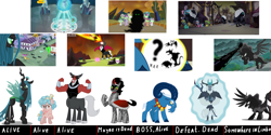 Size: 3000x1500 | Tagged: safe, edit, edited screencap, screencap, cozy glow, grogar, king sombra, lord tirek, pony of shadows, queen chrysalis, storm king, changeling, changeling queen, pegasus, pony, umbrum, a canterlot wedding, my little pony: the movie, school raze, shadow play, the beginning of the end, twilight's kingdom, antagonist, female, filly