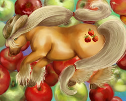 Size: 999x799 | Tagged: safe, artist:xeniss, applejack, earth pony, pony, apple, realistic, unshorn fetlocks