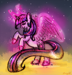 Size: 750x779 | Tagged: safe, artist:spyzers, derpibooru import, twilight sparkle, twilight sparkle (alicorn), alicorn, pony, magical mystery cure, female, magic, mare, solo