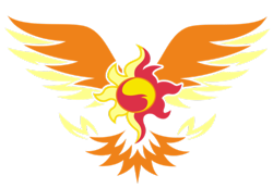 Size: 1024x708 | Tagged: safe, sunset shimmer, equestria girls, cutie mark, logo, no pony, simple background, sunset phoenix