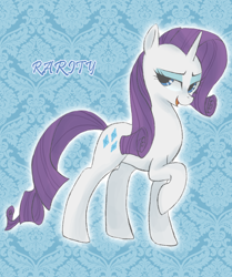 Size: 800x955 | Tagged: safe, artist:wolhim, rarity, pony, unicorn, female, mare, pixiv, purple mane, solo, white coat