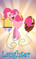 Size: 400x659 | Tagged: safe, artist:bunnimation, pinkie pie, earth pony, pony, female, laughing, mare, pink coat, pink mane, solo
