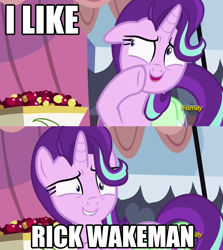 Size: 1256x1406 | Tagged: safe, edit, edited screencap, screencap, starlight glimmer, pony, unicorn, rock solid friendship, exploitable meme, image macro, meme, obligatory pony, rick wakeman, solo, starlight's confessions, text