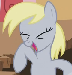 Size: 305x318 | Tagged: safe, derpy hooves, pony, happy, silly, silly pony, solo