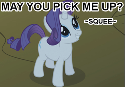Size: 517x360 | Tagged: safe, rarity, pony, unicorn, bronybait, cute, grin, image macro, imma snuggle you, raribetes, smiling, solo, squee
